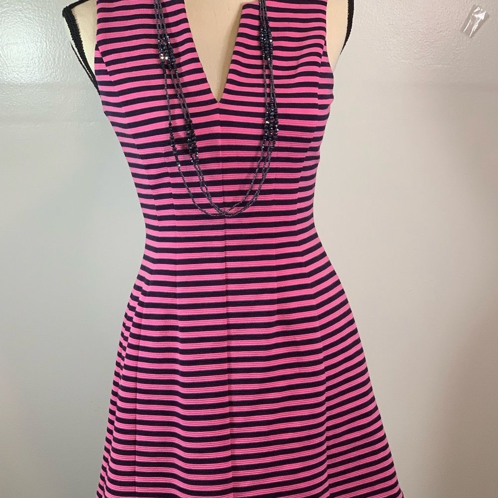 Lilly Pulitzer Brielle Pink Stripe Sleeveless Fit Flare Dress Size xxs